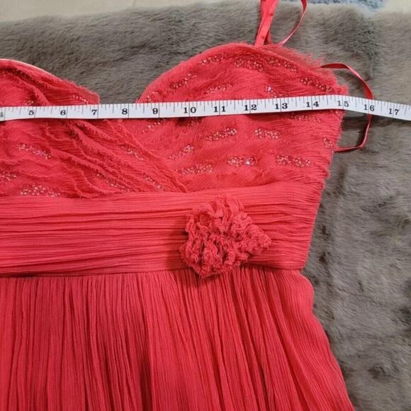 BCBGMaxAzria Silk Crepe Chiffon Dress with Floral Accent - Size 2 - Picture 7 of 9